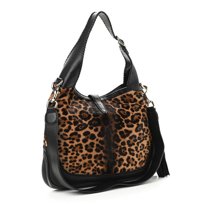 Gucci Calf Hair Jaguar Print Medium New Jackie Hobo Black 3 of 10