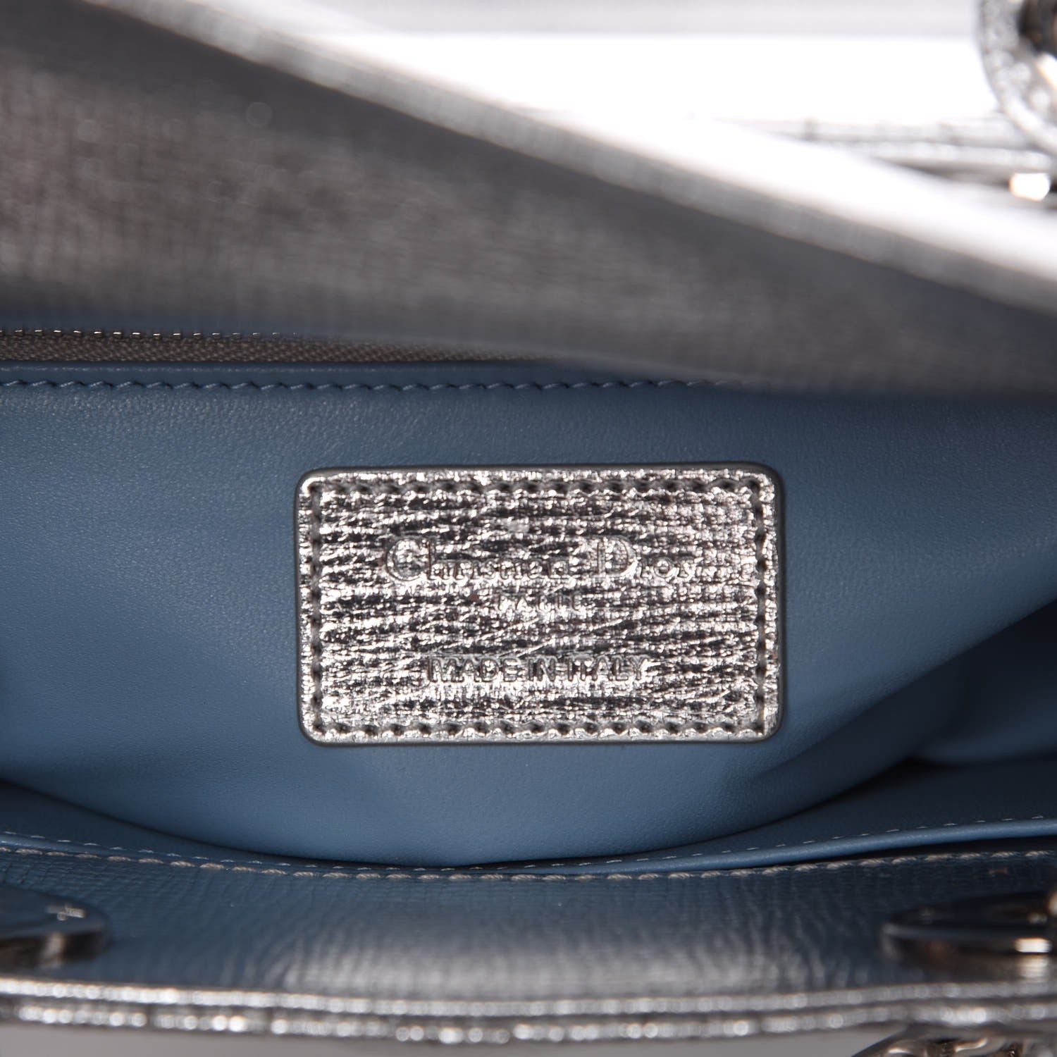 Christian Dior Metallic Grained Calfskin Cannage Small Lucky Badges My Lady Dior Silver 6 of 8