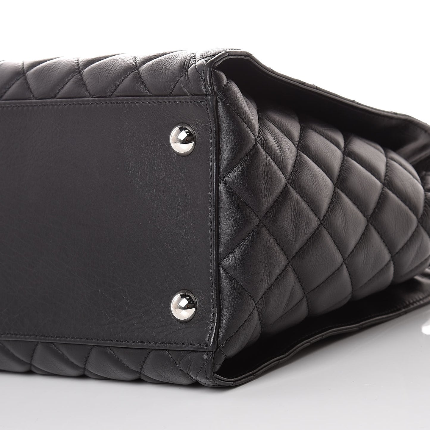 Calfskin Quilted Large Chic and Soft Shopping Tote Black