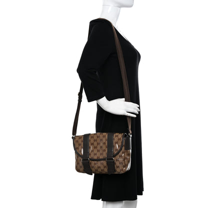 Gucci Crystal Monogram Small Double Buckle Flap Messenger Beige Dark Brown 2 of 11