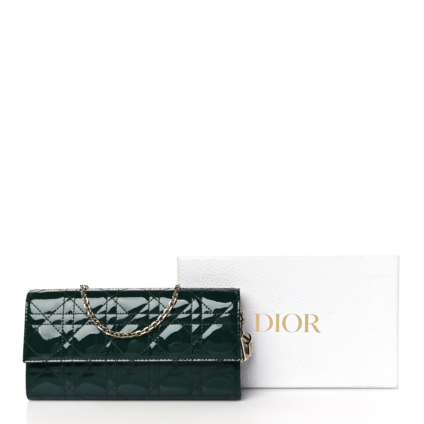 Patent Cannage Rendez-vous Chain Wallet Dark Green