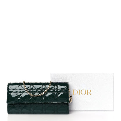 Christian Dior Patent Cannage Rendez-vous Chain Wallet Dark Green 10 of 10