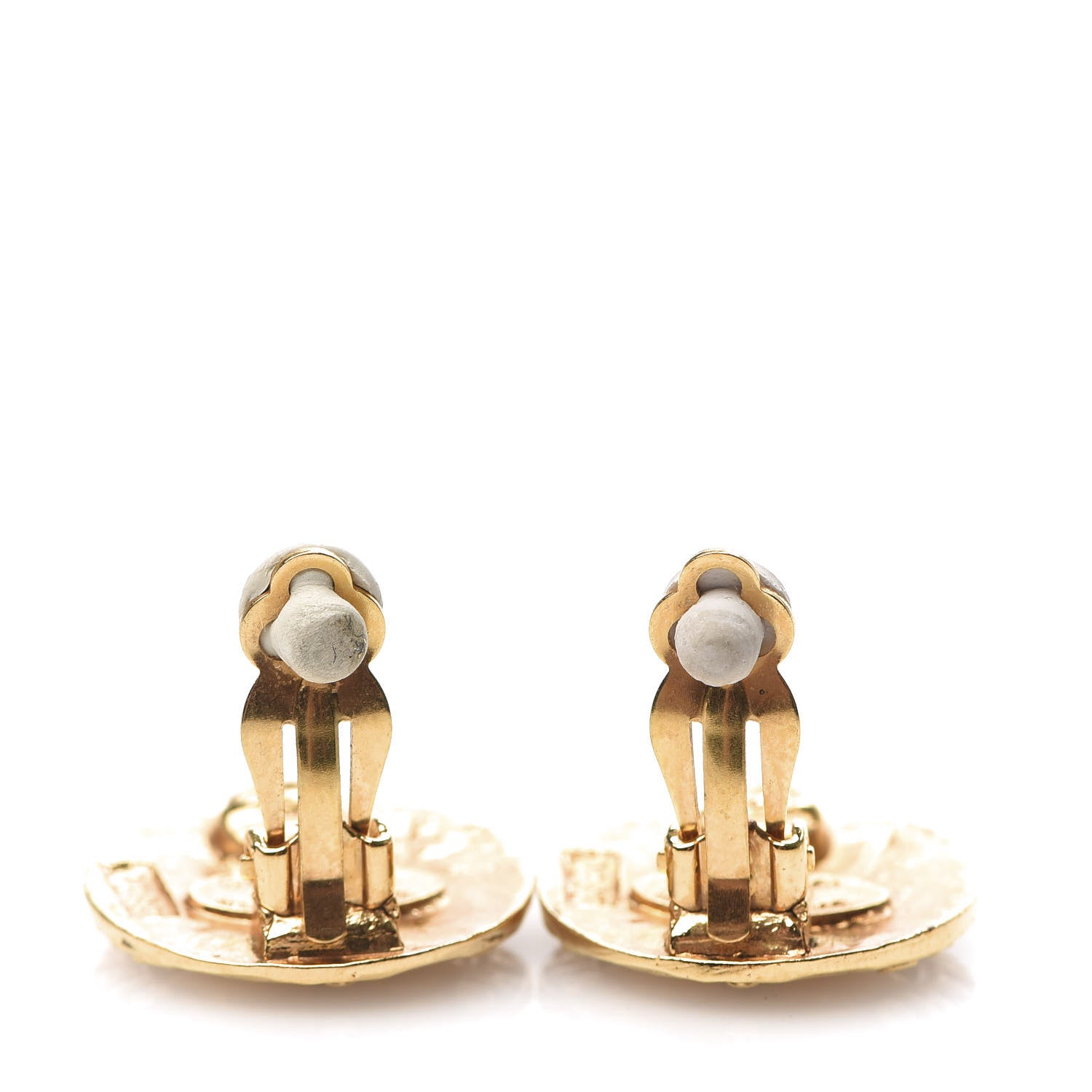 Chanel CC Button Clip On Earrings Gold 4 of 5
