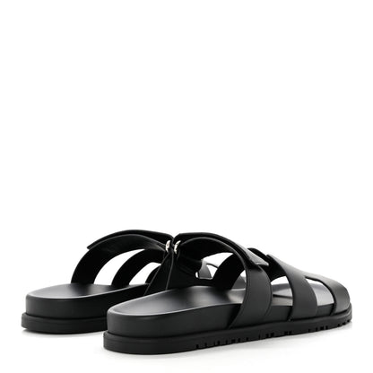 Hermes Calfskin Womens Chypre Sandals 40.5 Black 4 of 9
