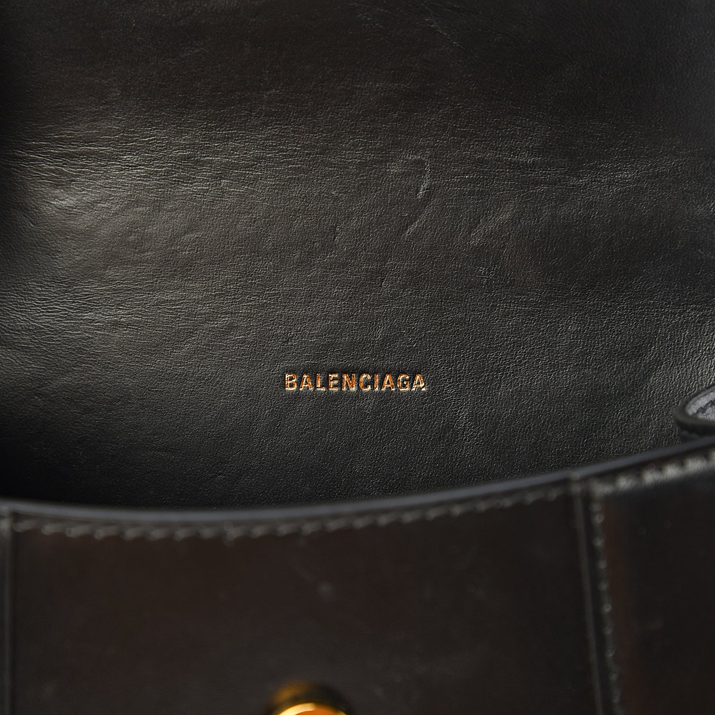 Shiny Box Calfskin Hourglass Top Handle Bag XS Black