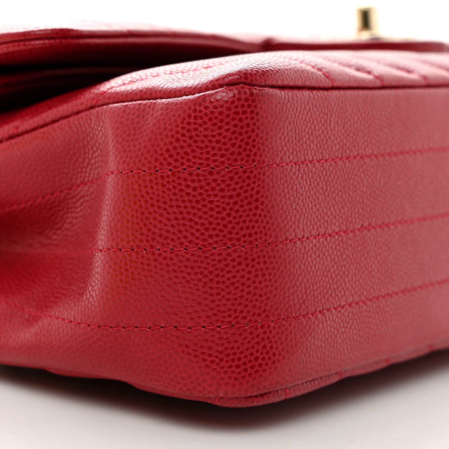 Chanel Caviar Chevron Quilted Medium Double Flap Dark Red 9 of 10