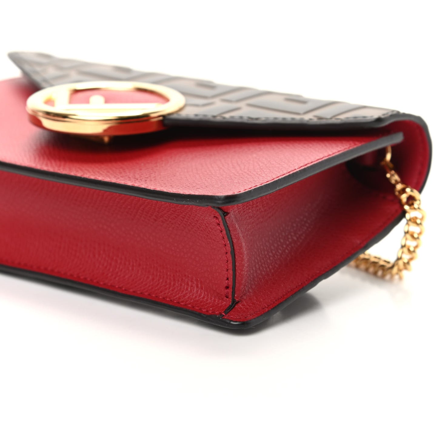 Vitello Cruise F is Fendi Bi-Color FF 1974 Embossed Envelope Belt Bag Maya Black Fragola