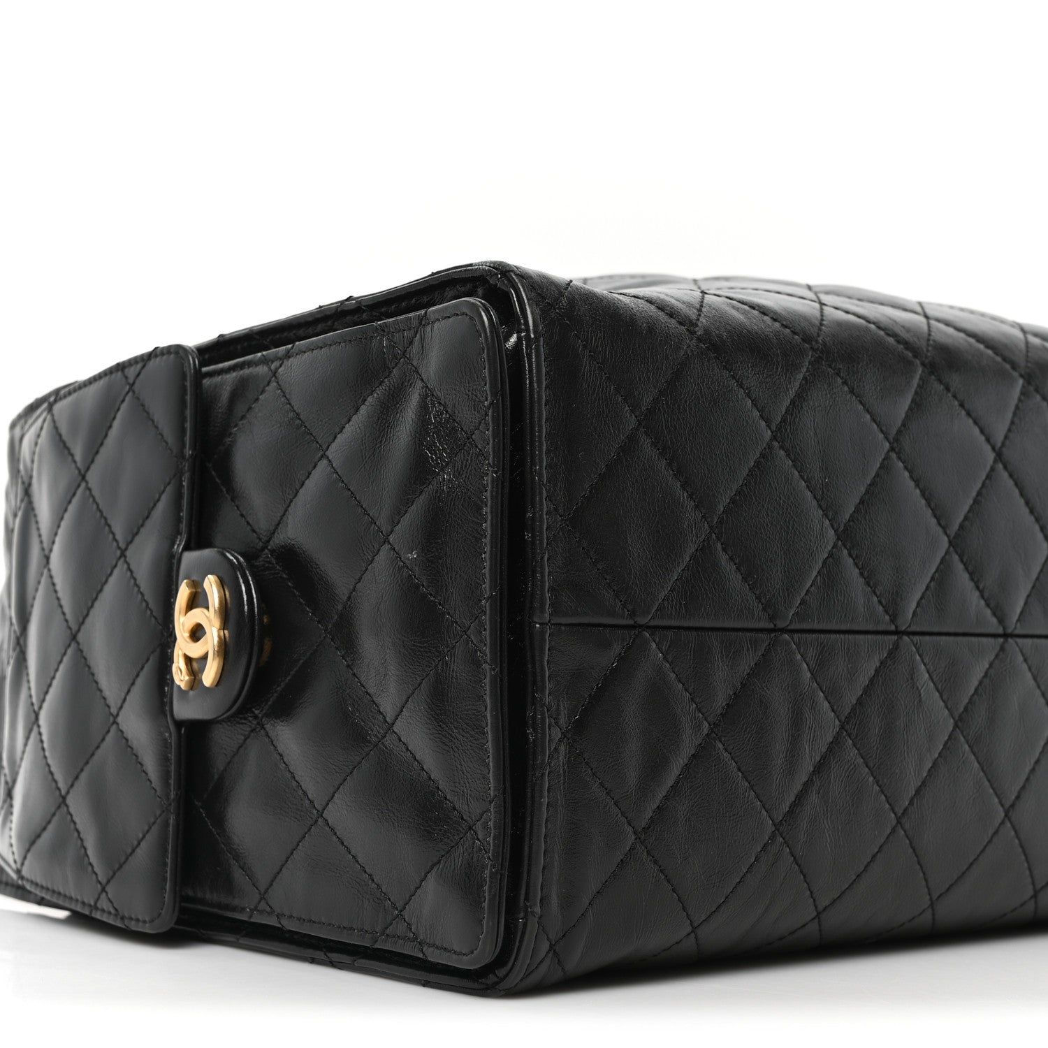 Chanel Shiny Crumpled Calfskin Quilted Medium Chanel 25 Handbag Black Black 9 of 10