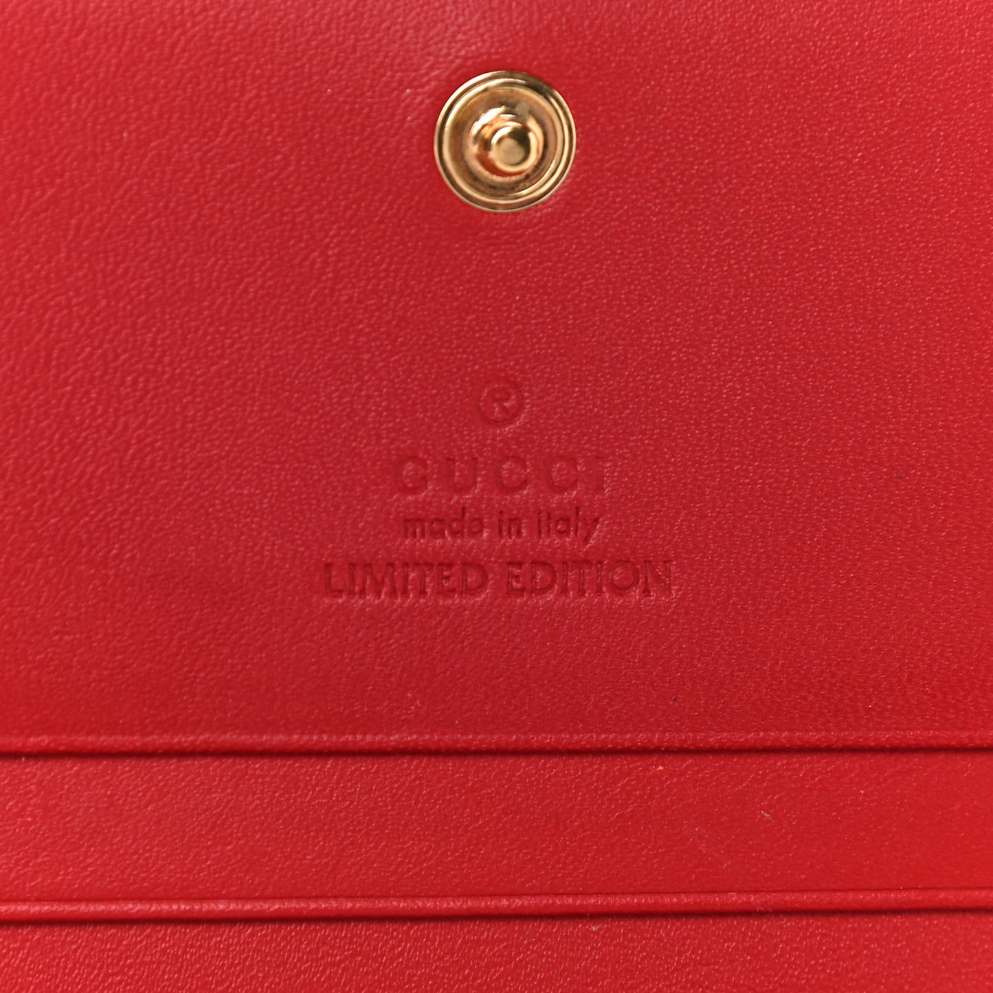 GG Supreme Monogram Bosco Patch Card Case Wallet Beige Malva Hibiscus Red