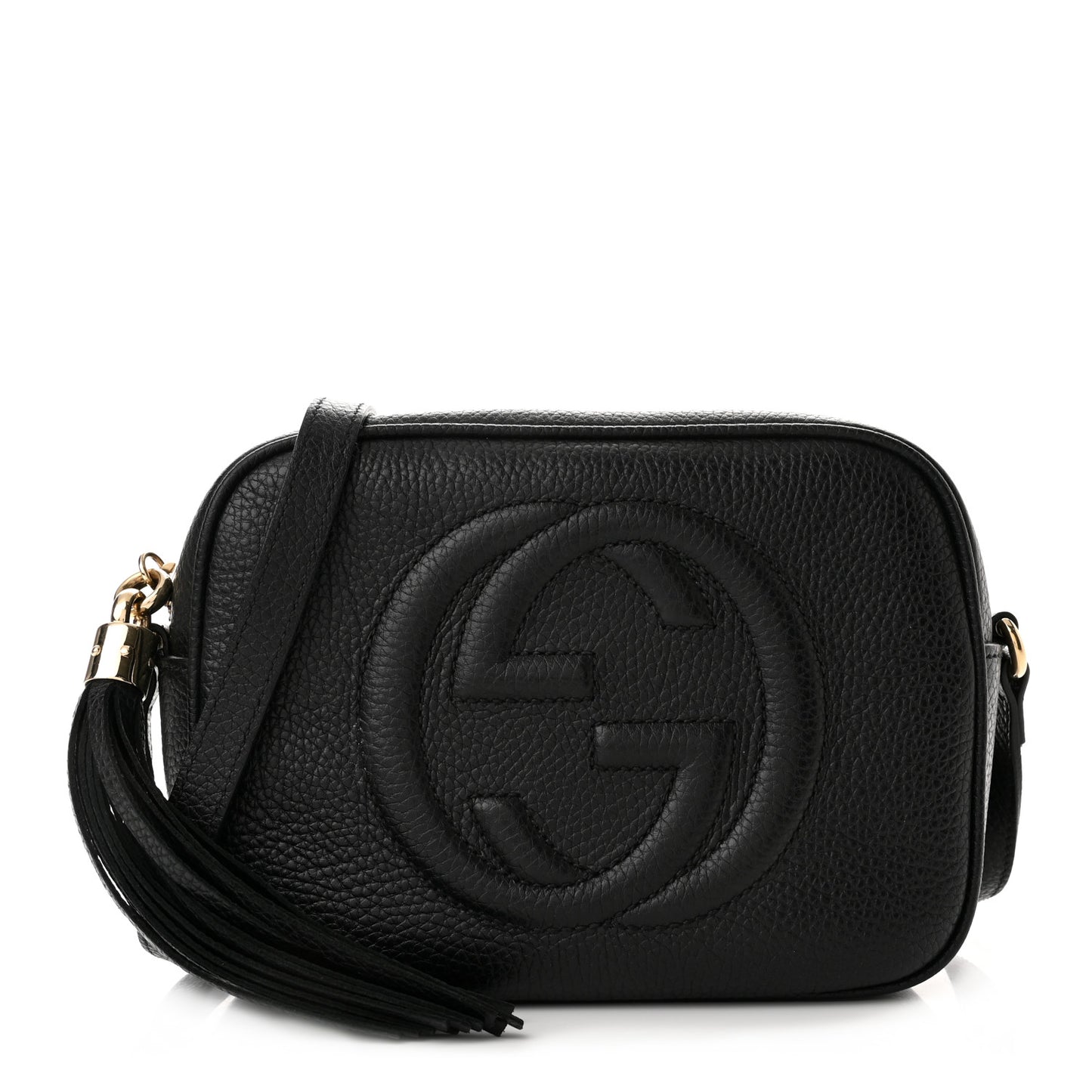 Pebbled Calfskin Small Soho Disco Bag Black