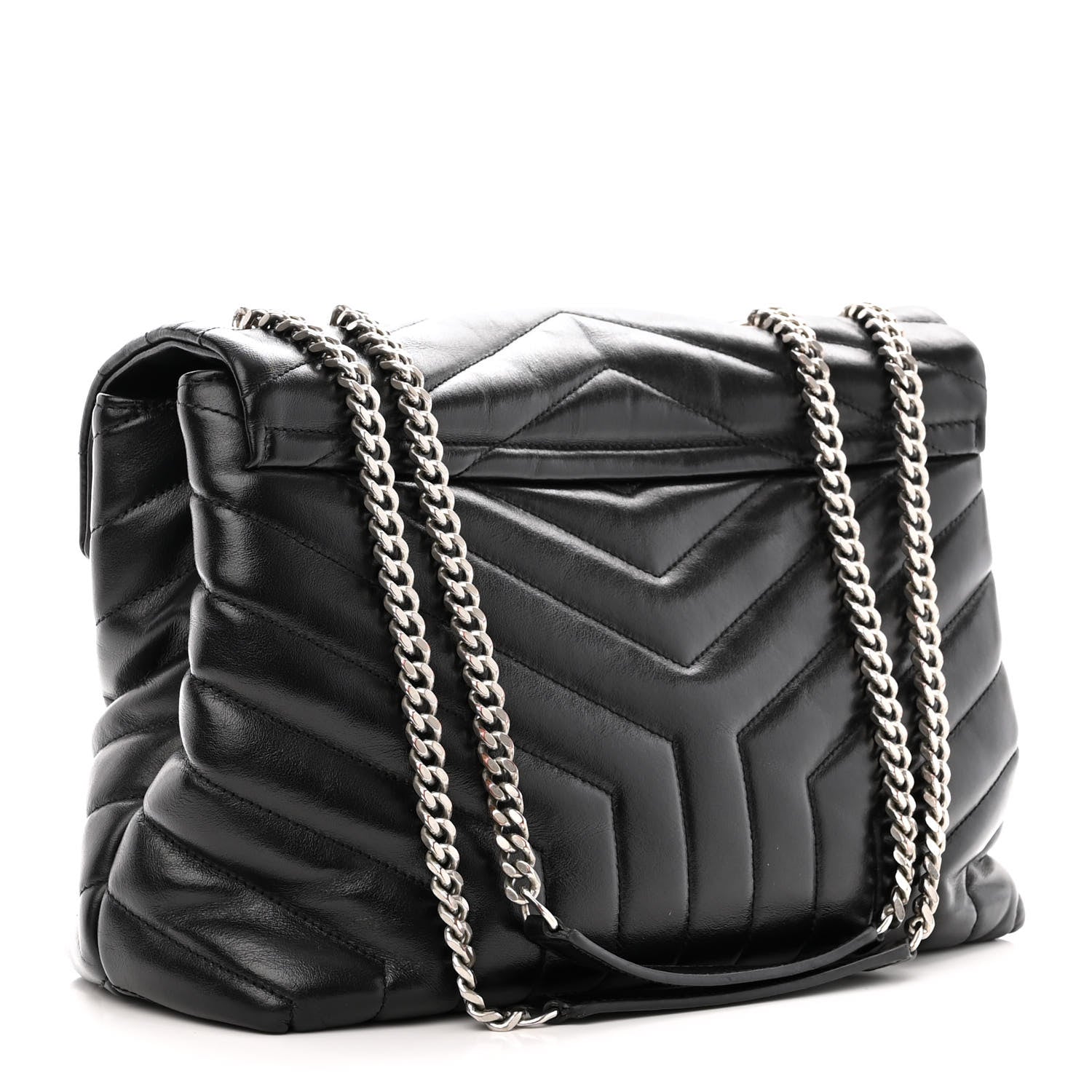 Saint Laurent Calfskin Y Quilted Monogram Medium Loulou Chain Satchel Black 3 of 17