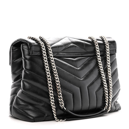 Saint Laurent Calfskin Y Quilted Monogram Medium Loulou Chain Satchel Black 3 of 17