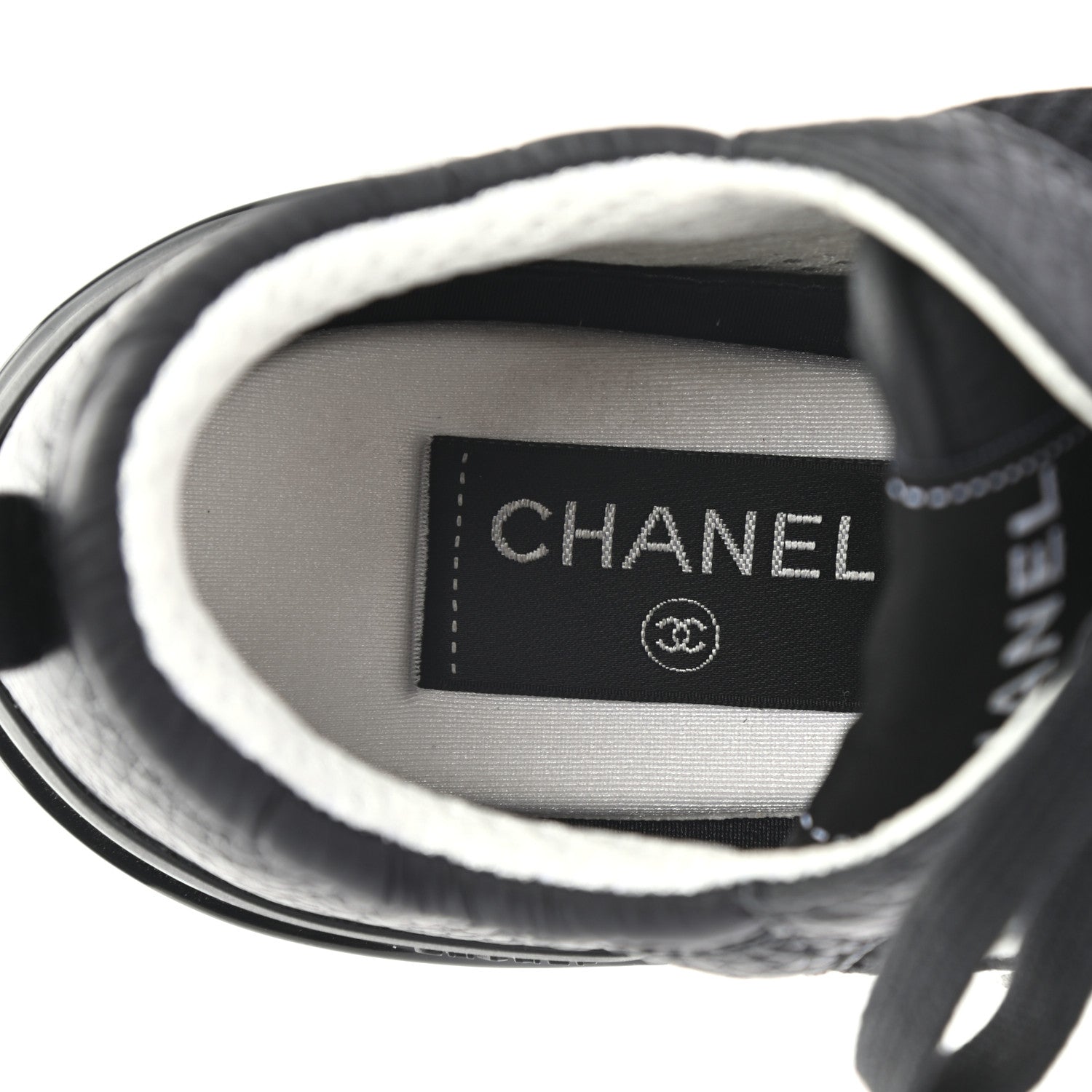 Chanel Calfskin Mesh Lycra Suede Womens Logo Sneakers 38.5 Black 6 of 7
