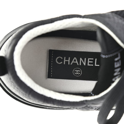 Chanel Calfskin Mesh Lycra Suede Womens Logo Sneakers 38.5 Black 6 of 7