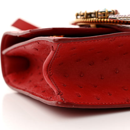 Miu Miu Ostrich Madras Soft Calf Crystal Embellished Shoulder Bag Fuoco 8 of 9