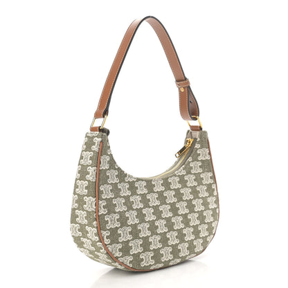 Celine Canvas Calfskin Ava Triomphe Shoulder Bag Green 3 of 11