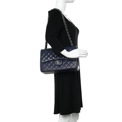 Chanel Caviar Quilted Jumbo Double Flap Navy Blue 2 of 12