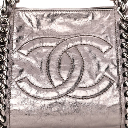 Chanel Metallic Cracked Calfskin Modern Chain Tote Dark Silver 8 of 10