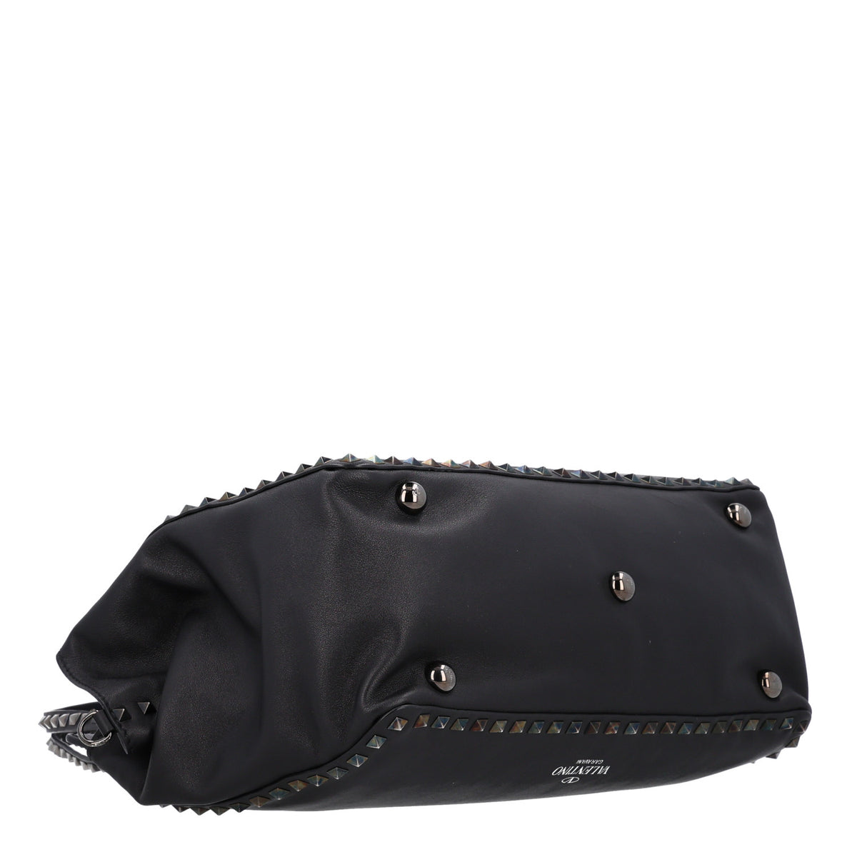 Vitello Medium Rockstud Tote Black