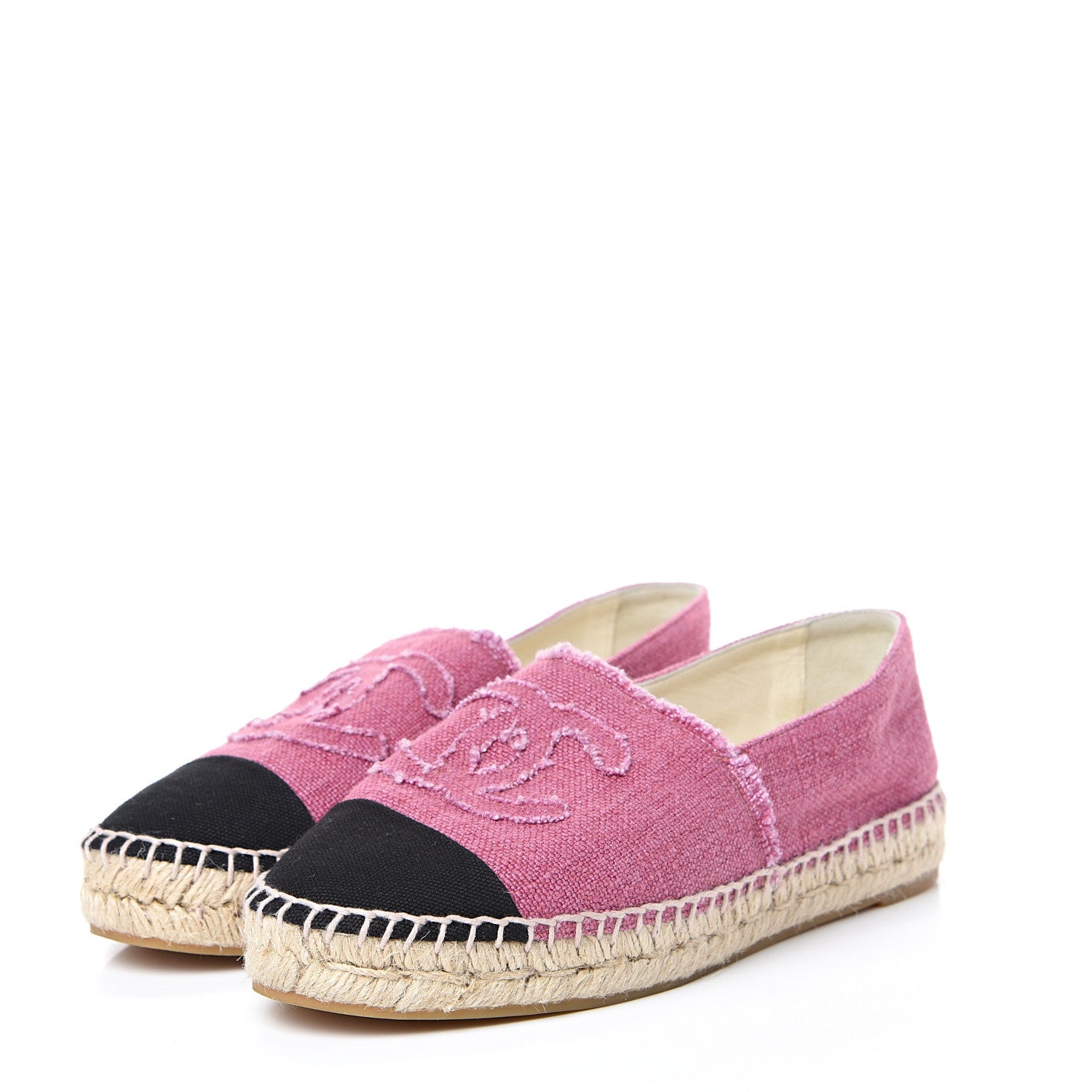 Chanel Linen CC Espadrilles 38 Pink Black 3 of 9