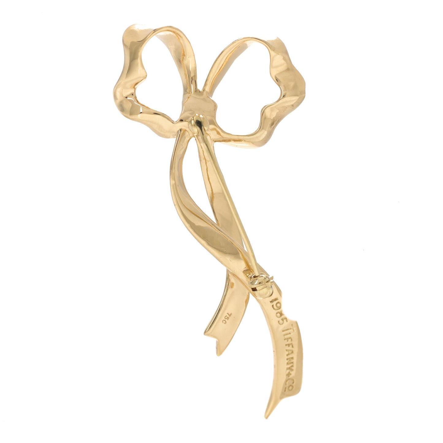 18K Yellow Gold Ribbon Brooch Pin