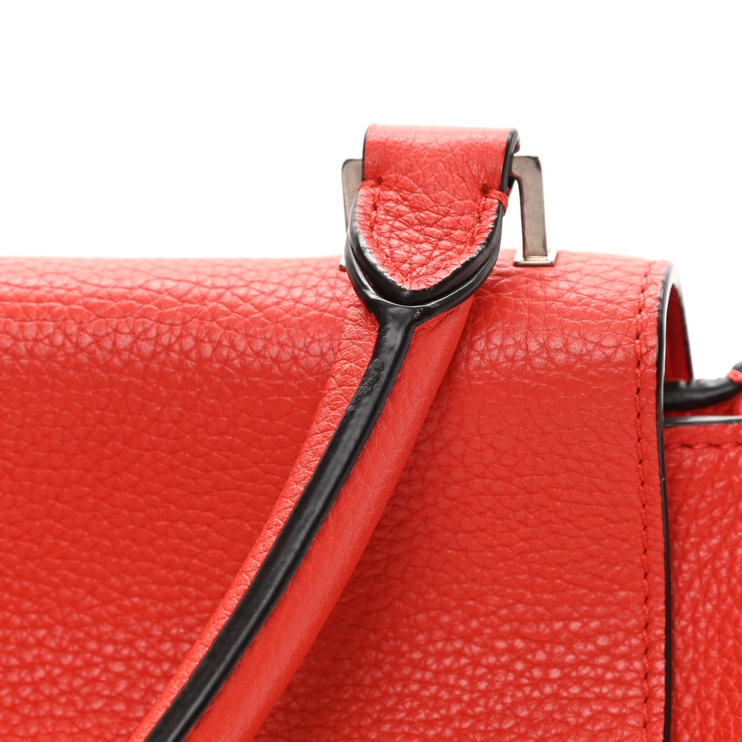 Drummed Calfskin Suede Large Trapeze Vermillion