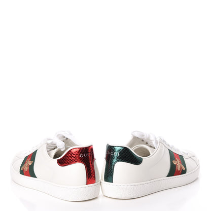 Gucci Miro Soft Calfskin Laminated Ayers Web Bee Embroidered Mens Ace Sneakers 9.5 White Green 5 of 15