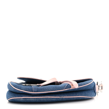 Christian Dior Patent Denim Jeans Saddle Bag Blue Pink 4 of 14