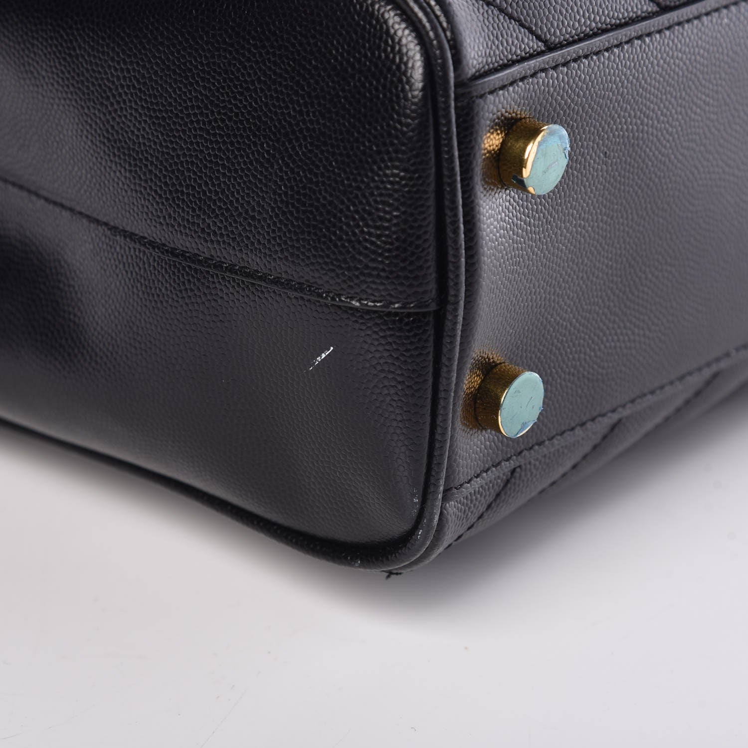 Saint Laurent Grain De Poudre Matelasse Chevron Monogram Shopping Bag Black 8 of 10