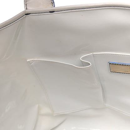 Fendi Calfskin Canvas Basket Sea Medium Tote White Blue 20 of 27