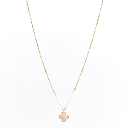 Van Cleef & Arpels 18K Yellow Gold Mother of Pearl Sweet Alhambra Pendant Necklace 1 of 7