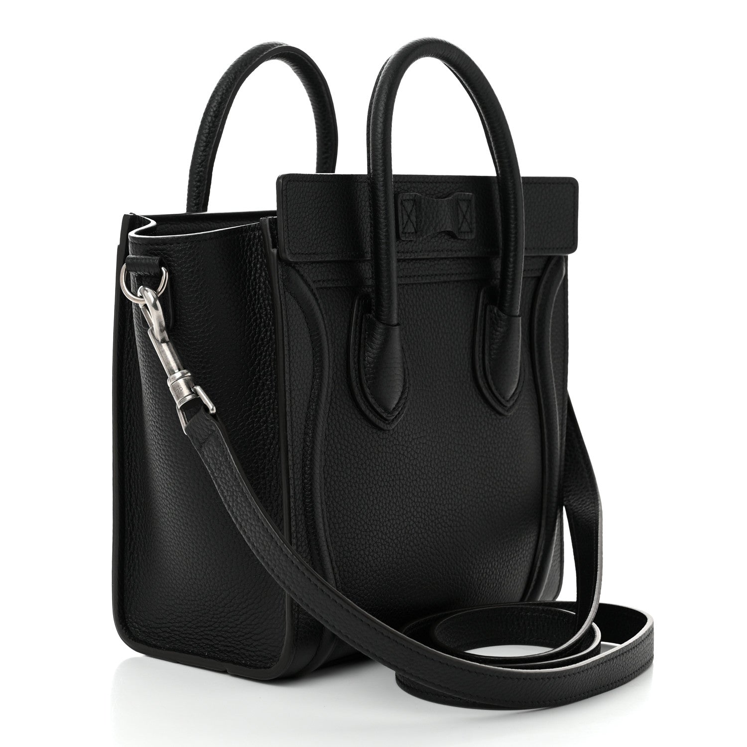 Celine Drummed Calfskin Nano Luggage Black 3 of 10