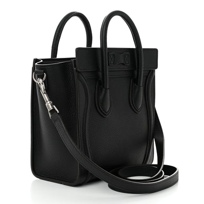 Celine Drummed Calfskin Nano Luggage Black 3 of 10