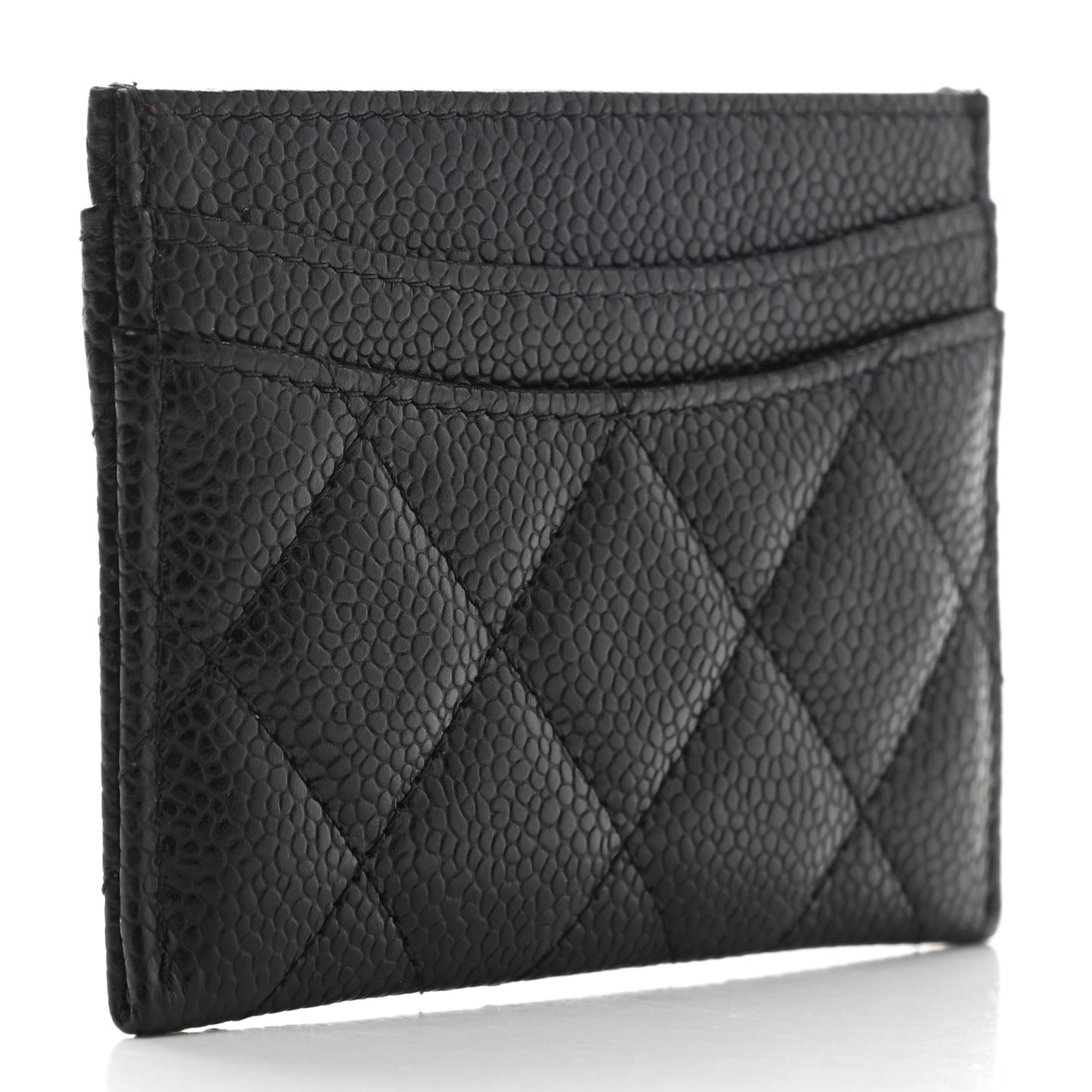 Caviar Quilted Card Holder Black