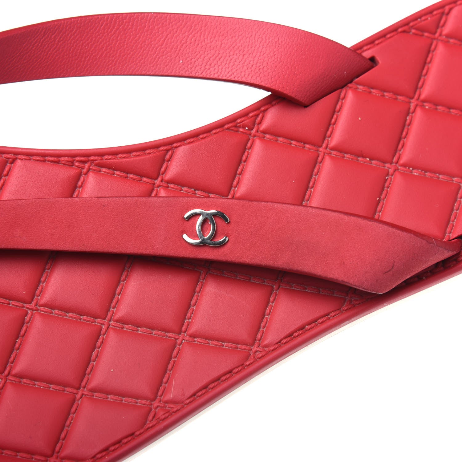 Chanel Suede Calfskin Rubber Thong Sandals 38 Red 7 of 12