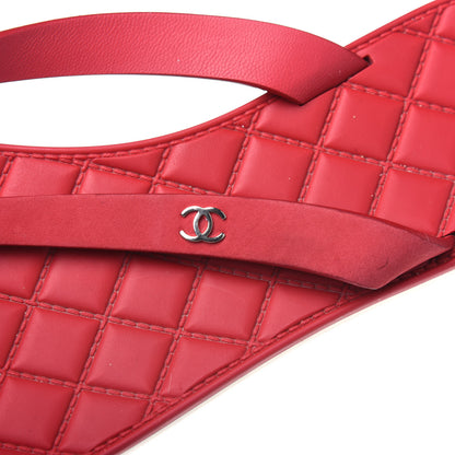 Chanel Suede Calfskin Rubber Thong Sandals 38 Red 7 of 12