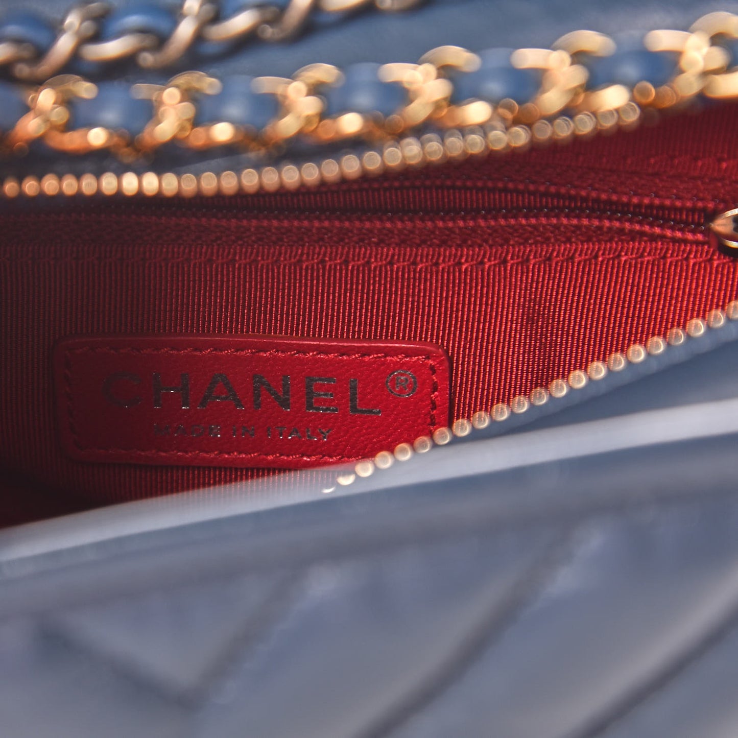 Aged Calfskin Chevron Quilted Small Gabrielle Hobo Blue