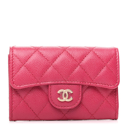 Chanel Caviar Quilted Flap Card Holder Wallet Pink 1 of 9