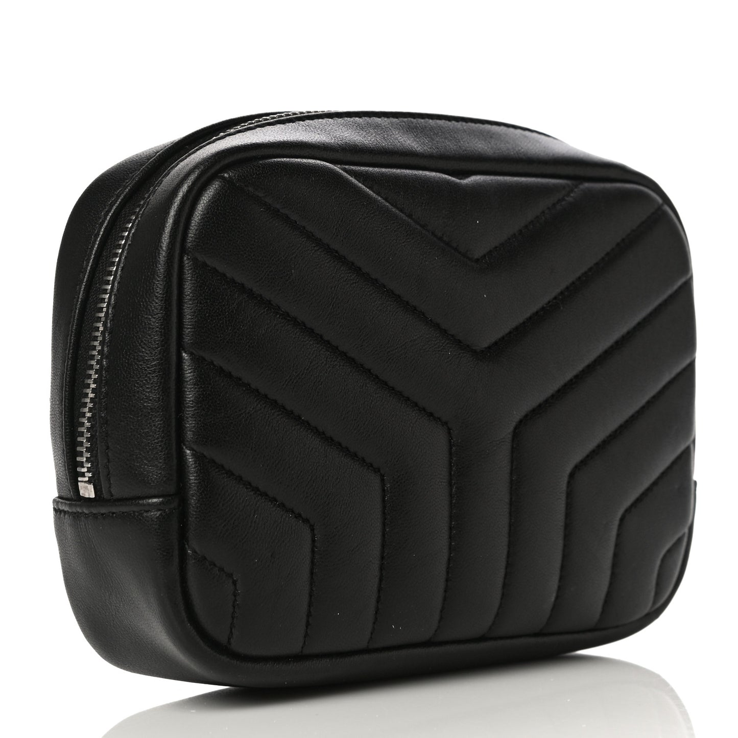 Lambskin Y Quilted Monogram Loulou Cosmetic Case Black