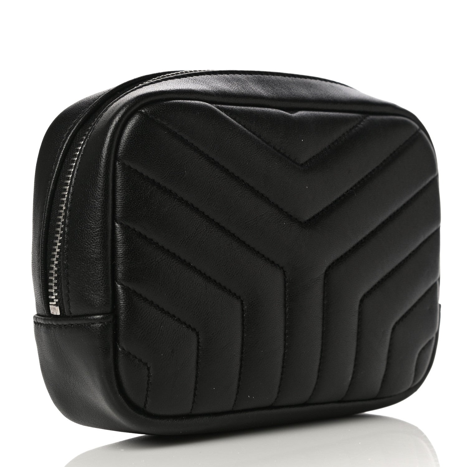Saint Laurent Lambskin Y Quilted Monogram Loulou Cosmetic Case Black 3 of 9