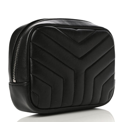 Saint Laurent Lambskin Y Quilted Monogram Loulou Cosmetic Case Black 3 of 9