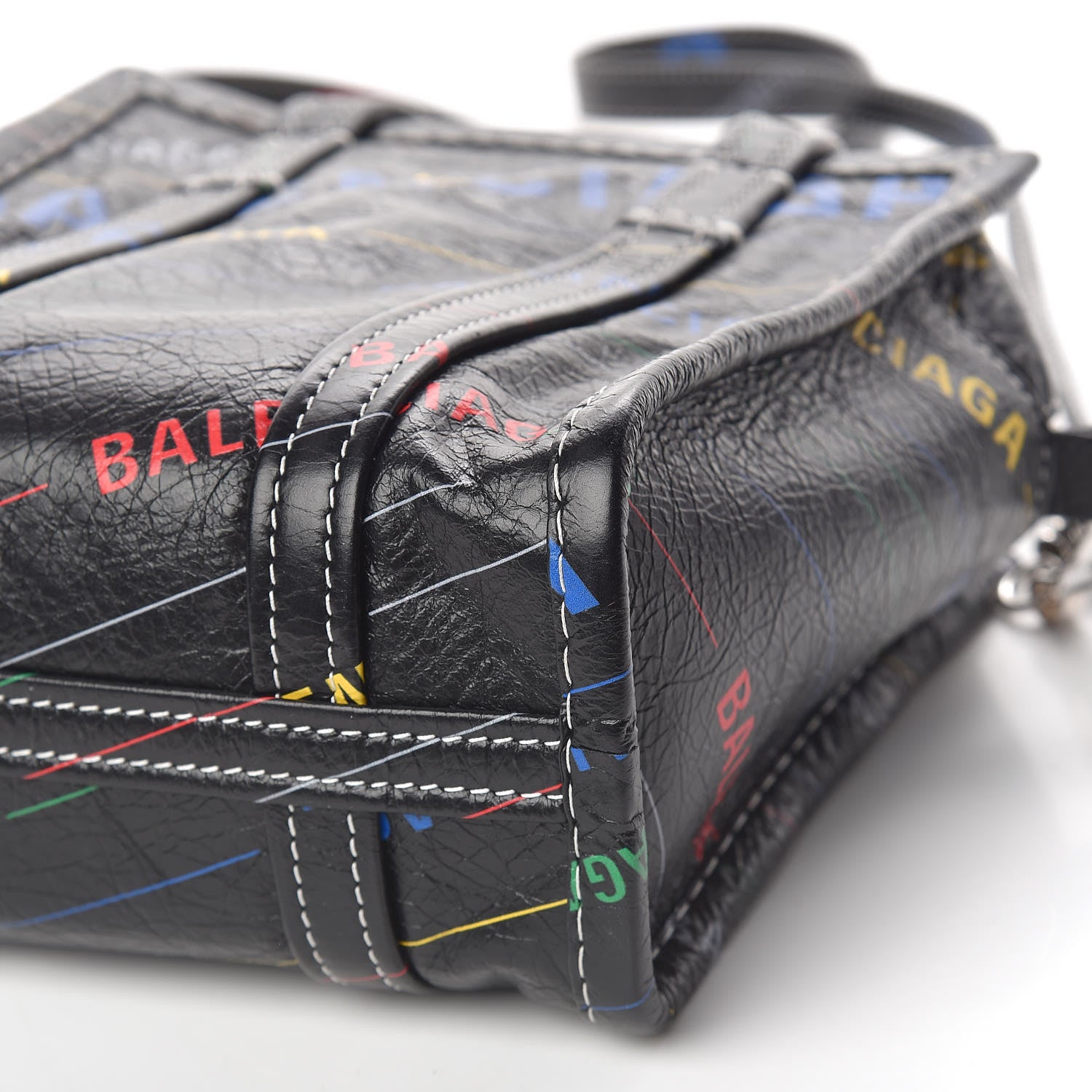 Balenciaga Agneau Arena Logo Multicolor Print XXS Bazar Shopper Tote Black Multicolor 10 of 10