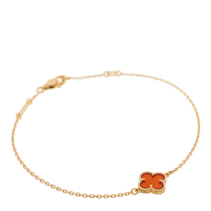 Van Cleef & Arpels 18K Rose Gold Carnelian Sweet Alhambra Bracelet 1 of 5