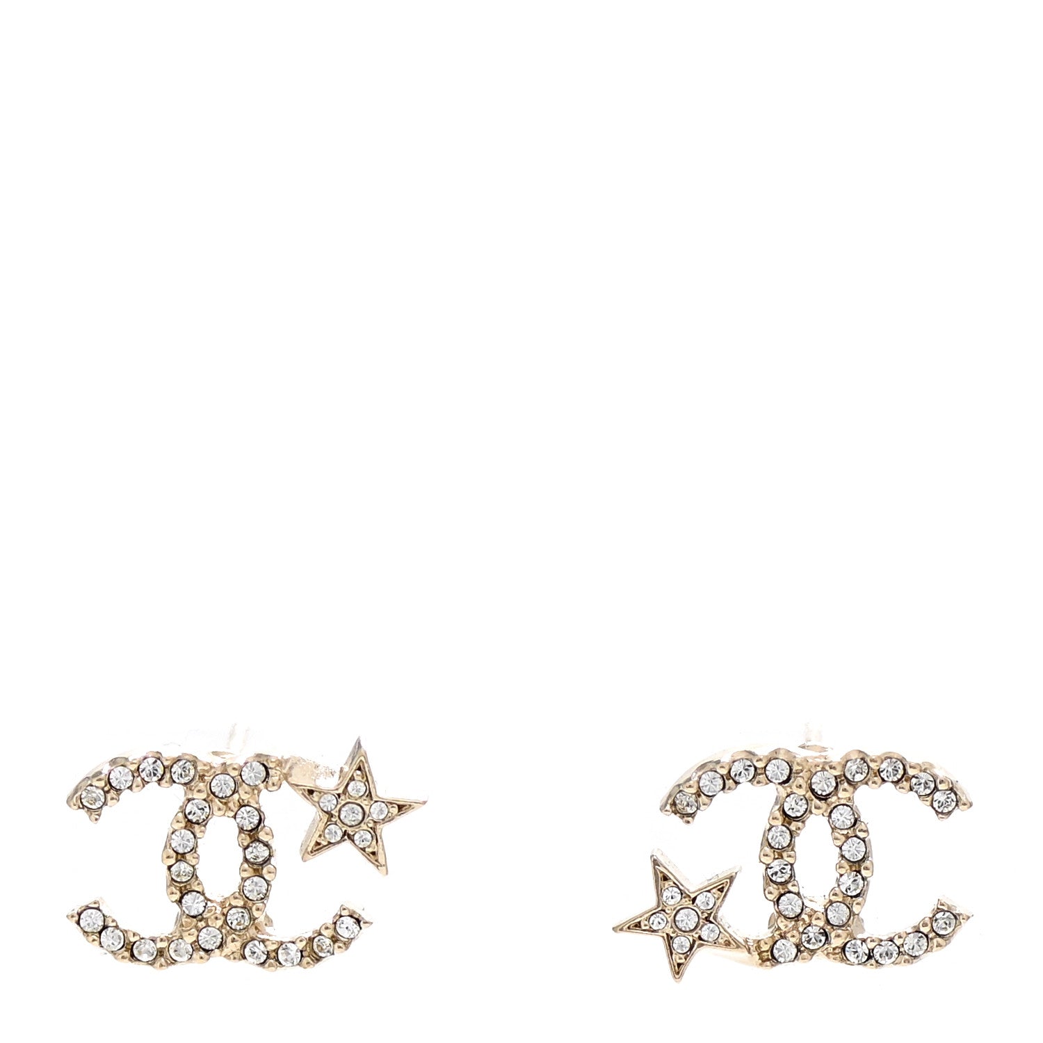 Chanel Crystal CC Starfall Earrings Gold 1 of 5