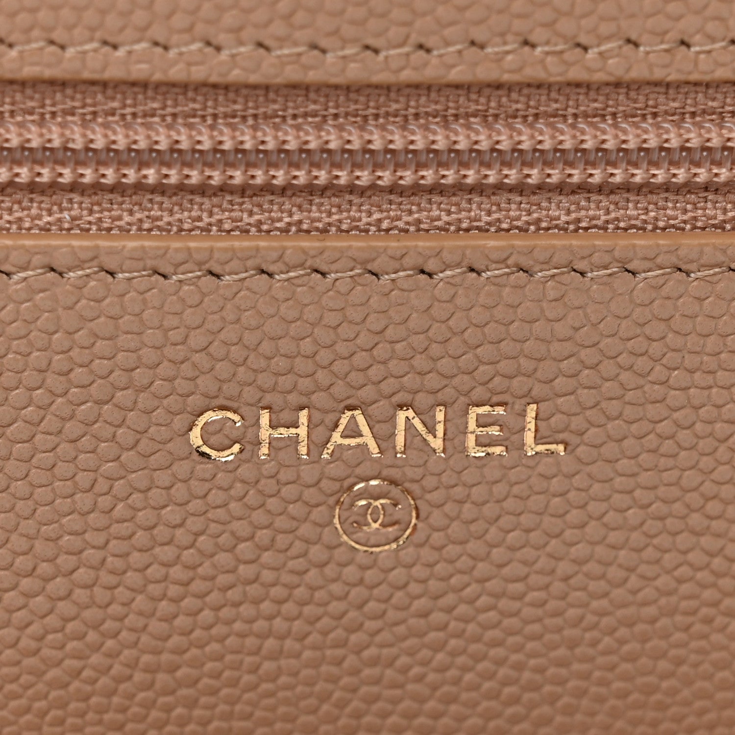 Chanel Caviar Quilted Crystal CC Wallet On Chain WOC Beige 6 of 13