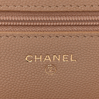 Chanel Caviar Quilted Crystal CC Wallet On Chain WOC Beige 6 of 13