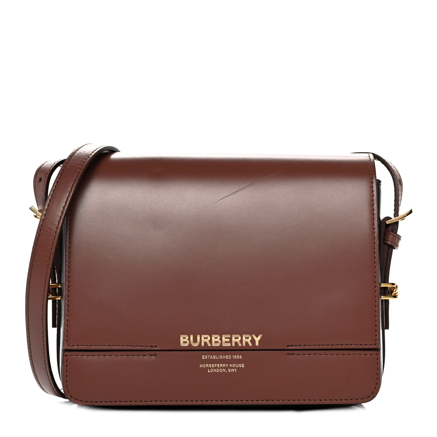 Burberry Smooth Calfskin Two Tone Small Grace Bag Malt Brown Black 1 of 10