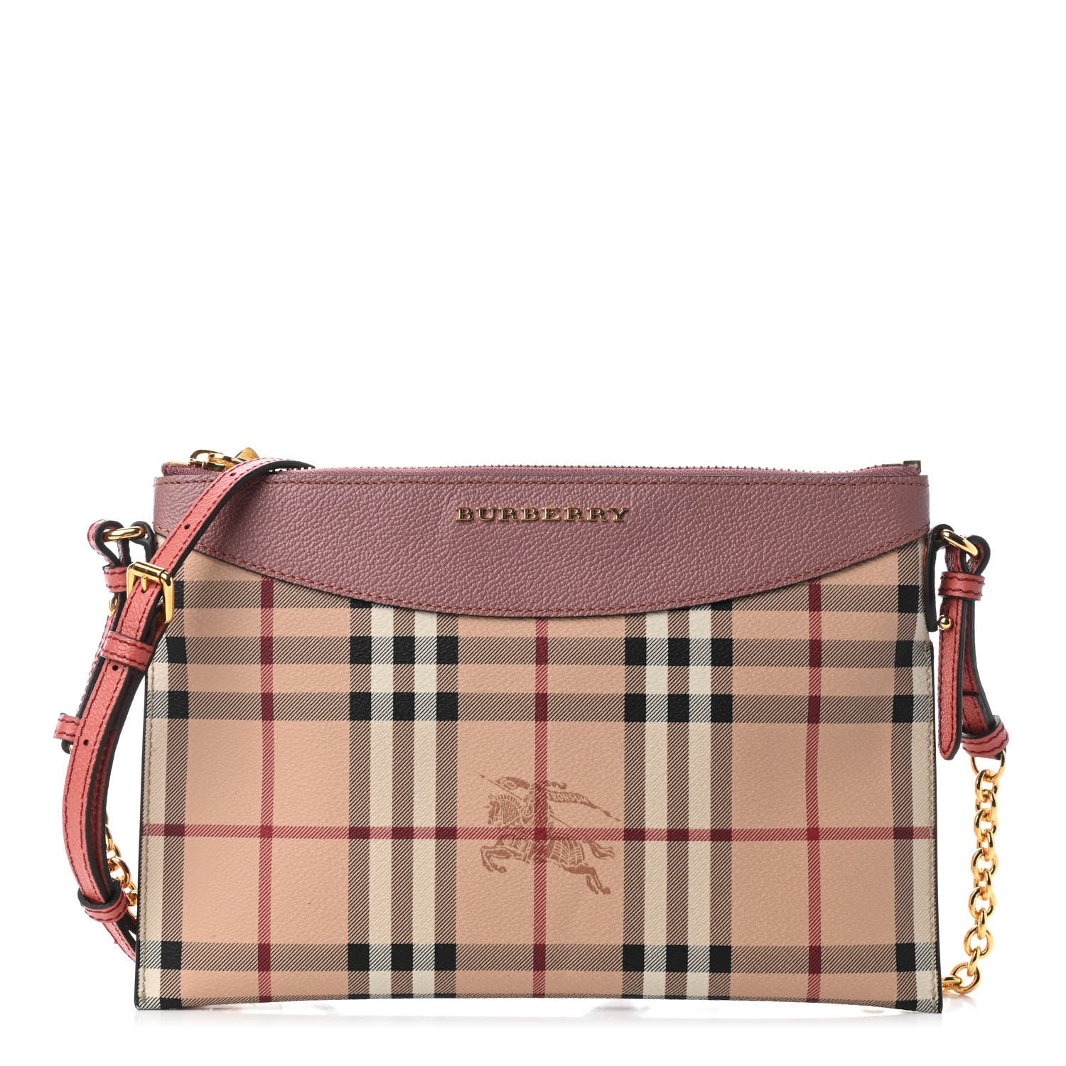 Burberry Haymarket Check Peyton Crossbody Clutch Bag Dusty Pink 1 of 9
