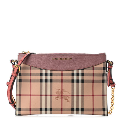 Burberry Haymarket Check Peyton Crossbody Clutch Bag Dusty Pink 1 of 9
