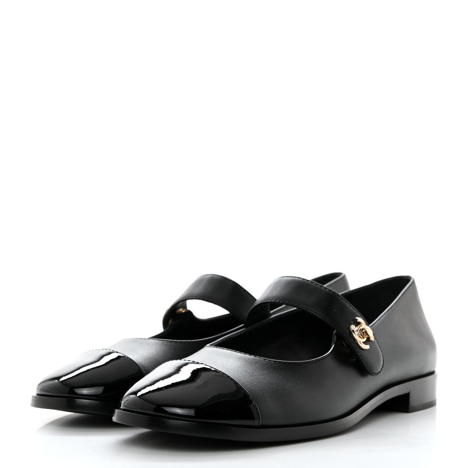 Chanel Calfskin Patent Mary Janes Flats 39 Black 3 of 8